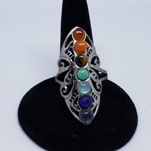Chakra beaded adjustable fashion ring!